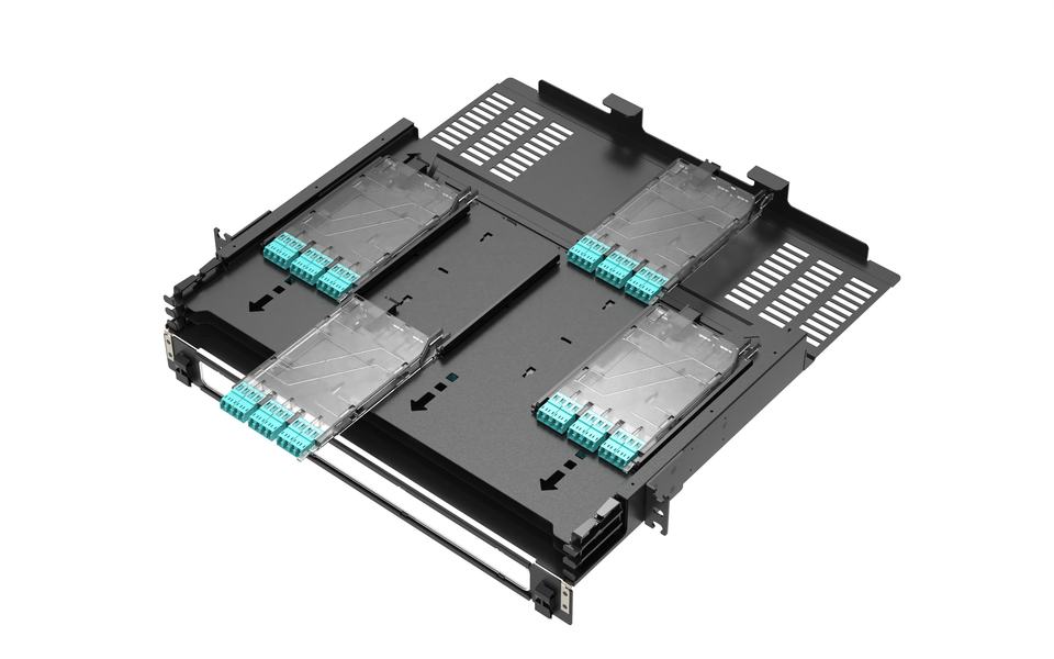 High Density 1U 432 Core MPO MDC Fiber Optic Patch Panel Modular Pre ...