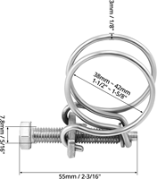 Collier de serrage double fil en acier inoxydable 304 réglable pour tuyaux de carburant, d'air et d'eau, connecteur pour applications automobiles, industrielles et de plomberie