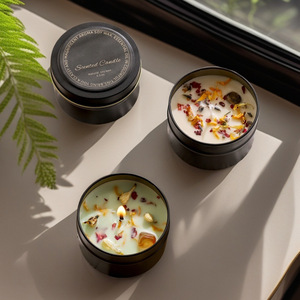 Home Fragrância Ferro Premium Pode Vela Perfumada Handheld Flores Secas Deluxe Floral Natural Botânico Vela De Cera De Soja - Product Image 4