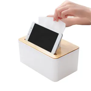Caixa de armazenamento para tecido, caixa de bambu para guardanapo, nova caixa personalizada de fibra de bambu