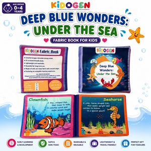 KIDOPEN Deep Blue Wonders Under The Sea Board Book pour enfants de 2 à 4 ans, livre d'apprentissage précoce en carton de 30 cm - Product Image 4