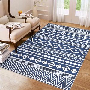 Alfombra Moderna Geométrica Suave Estilo Boho para Interiores, Alfombra Grande para Sala de Estar con Respaldo de Goma Lavable, Azul, para Cocina, Novedad 2025 - Product Image 6
