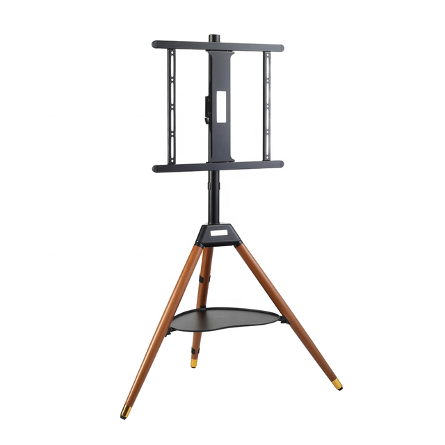 Hot Selling Product Black Metal Easel Studio Tv Mount for 32 Inch- 65 Inch Tv Floor Mounts With Wooden Leg in Office Meeting Ro
