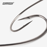 ROVORO Tackle 9003 #   Hameçon de pêche à la ligne en acier à haute teneur en carbone, forgé à plat, à ouverture extra large, avec revêtement nickel noir
