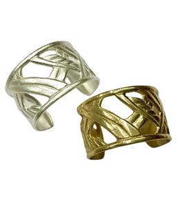 Bracelets de manchette de mode dernier style pour femmes bijoux en laiton gaufré plaqué argent et or - Product Image 1