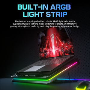 JungleLeopard D16 Large Turbo Laptop Cooler Adjustable Baffle Design RGB Light Notebook <b>Cooling</b> <b>Pad</b> Digital Display 13-18.6 Inch - Product Image 4