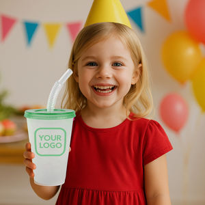 儿童磨砂250毫升8.5盎司可重复使用杯带盖吸管塑料不倒翁派对捆绑促销使用定制标志玩具制造商 - Product Image 1