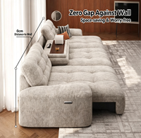 Canapé nuage en velours côtelé style crème, pour petit appartement, salon, design italien minimaliste, blocs de couleur assortis, tissu moderne