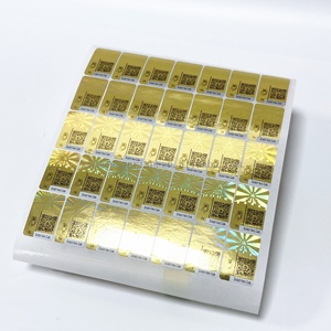 Custom <strong>Strong</strong> <strong>Adhesive</strong> Serial Number Hologram <strong>Sticker</strong> With Qr Code Shiny Gold Background Label <strong>Sticker</strong> - Product Image 1
