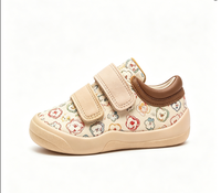 JIAN ER Baskets en toile à motif d'ours mignon pour tout-petits, chaussures de marche décontractées à fermeture auto-agrippante, chaussures de tous les jours souples pour bébés garçons et filles