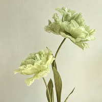 Bunga Peony Kecantikan Giok dari Kain Organza/Kain Kasa Air yang Dibuat Tangan, Bunga Teh Gunung, Cocok untuk Dekorasi Jendela Pernikahan.