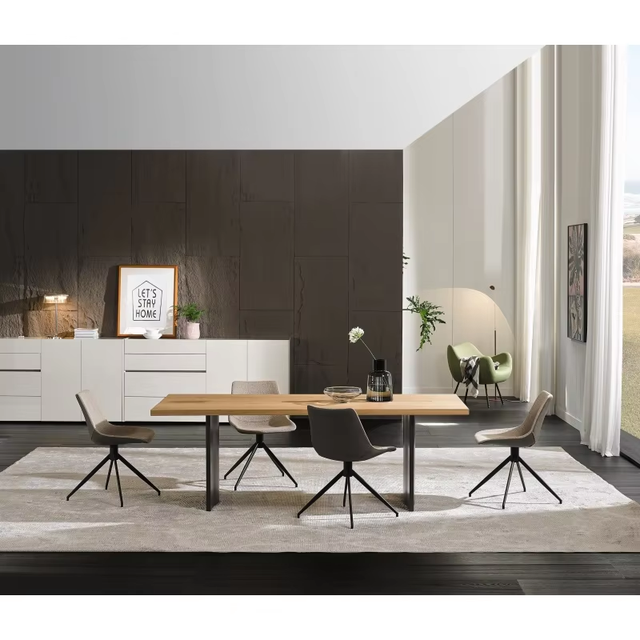 NORYA Modern Small Family Rectangular Dining Table Simple Solid Wood Dining Room Furniture Oak Wood Furniture