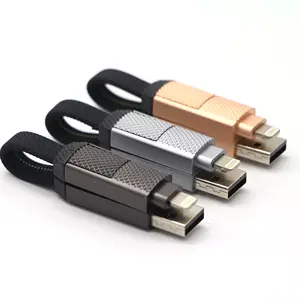 4 In 1 Fast Charging Retractable USB Cable Nylon And Zinc Alloy Supports 3A 5A 6A With 2.0 Connector For Data Devices