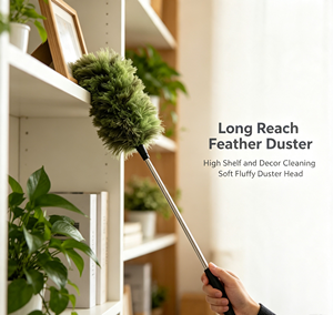 Nouvelle plumeau rétractable en plumes d'autruche avec manche télescopique et fonction de nettoyage électrostatique, idéale pour les abat-jour - Product Image 2