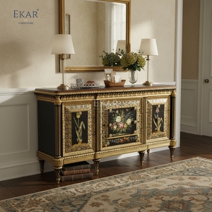 Consola Dorada con Diseño Floral de <span class=keywords><strong>Savoy</strong></span> |   Mueble de Entrada Clásico Americano de Lujo de EKAR FURNITURE - Product Image 2