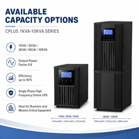 Onduleur en ligne 1KVA-10KVA à onde sinusoïdale pure, PF0.9, large plage d'entrée 110-300VAC, type tour, avec écran LCD, RS232, SNMP pour équipements critiques