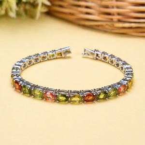 925 Sterling Silver Rhodium Plated Multi Tourmaline Tennis <b>Bracelet</b> Luxury <b>Gemstone</b> Jewelry - Product Image 1