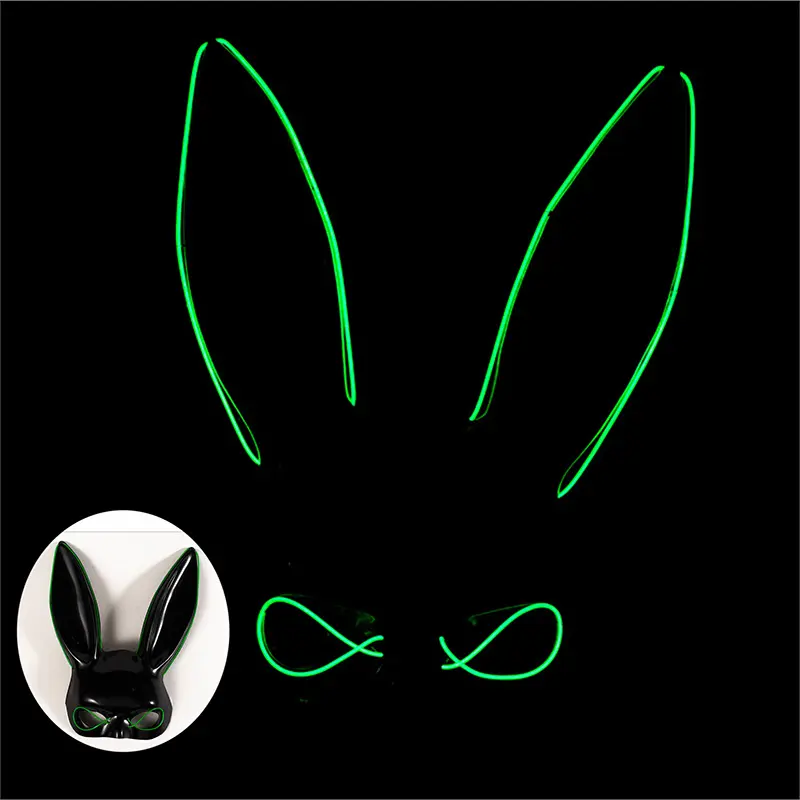 Hotsale Bunny Konijn Half Gezicht Venetiaans Led Lichtgevende Glow Masker El Panel 3 Knipperende-Modi Halloween Rave Party maskers