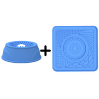 Gamelle anti-glouton en silicone écologique FDA avec boule roulante pour chats et chiens – Mangeoire lente pour animaux, facile à nettoyer