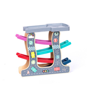 Toddler <strong>Toys</strong> for 1 2 Year Old Boy and Girl Gifts <strong>Wooden</strong> Race Track <strong>Car</strong> <strong>Ramp</strong> Racer With 4 Mini <strong>Cars</strong> - Product Image 4