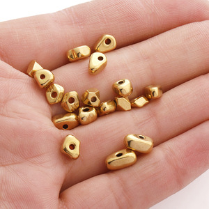 Irregular Geometric Gold Tone <b>Beads</b> 18k Titanium Steel Spacer <b>Beads</b> For Bracelets And <b>Necklaces</b> Unisex Jewelry Making Supplies - Product Image 2