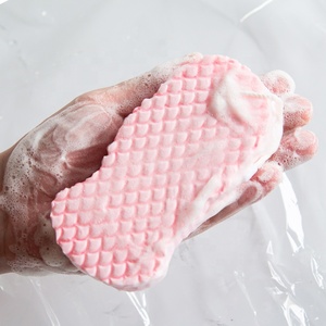 Éponge de <span class=keywords><strong>Douche</strong></span> Réutilisable Douce Exfoliante pour le Corps, Éliminateur de Peaux Mortes, Éponge Exfoliante Douce en PVA en Forme d'Écaille de Poisson, Éponge de Bain 3D pour Enfants, Gommage Corporel - Product Image 5