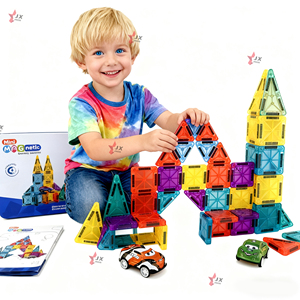 Set di Giocattoli Magnetici Educativi in Scatola di Plastica, Blocchi Magnetici da Costruzione 3,75cm, 43 Pezzi di Piastrelle Magnetiche per Auto, Novità 2026 - Product Image 1