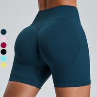 Short de yoga de gymnastique pour femmes sans couture Scrunch bout à bout conception fermeture à la taille élastique motif imprimé vêtements de sport en gros pour l'entraînement de motard