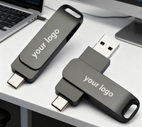 Clé USB promotionnelle type-c 2.0 3.0 haute vitesse 16 Go 32 Go 64 Go 2 en 1 USB-C en métal clé USB pivotante logo personnalisé