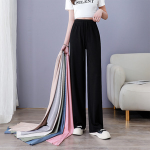 <span class=keywords><strong>Pantalones</strong></span> anchos de seda helada para <span class=keywords><strong>mujer</strong></span>, <span class=keywords><strong>pantalones</strong></span> deportivos <span class=keywords><strong>frescos</strong></span> de <span class=keywords><strong>verano</strong></span>, finos, plisados, sueltos, rectos, informales, con cordón, largos, para oficina - Product Image 3