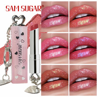 SAM SUGAR Rouge à lèvres pailleté hautement pigmenté, effet diamant métallique, nourrissant et scintillant, maquillage de fête