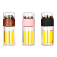 Bouteille à infuseur à thé en verre transparent résistant à la chaleur, à double paroi, de style nouveau, personnalisée par Zogifts