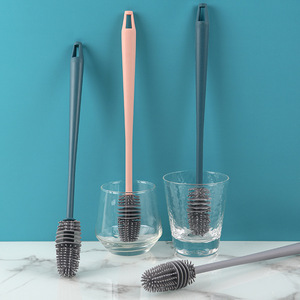 Brosse à tasses en silicone à long manche pour le nettoyage des biberons, des théières et de la cuisine, brosse de nettoyage à 360 degrés avec poils doux - Product Image 1