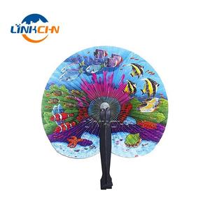 Custom Accordion Round Plastic <b>Fan</b> <b>Hand</b> Held Paper <b>Folding</b> <b>Fan</b> - Product Image 2