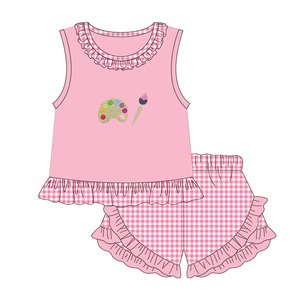 Boyis Thiết Kế Mới Quần Áo Trẻ Em Cửa Hàng Back To School Đính Dệt Kim 100% Cotton Bộ Quần Áo Bé Gái - Product Image 2