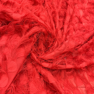 Tela de encaje de plumas blancas al por mayor, tela jacquard, tela cortada, borlas, falda de verano, encaje de gasa para vestido de novia - Product Image 5