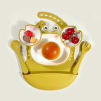 Offre Spéciale : Ensemble Repas Bébé pour l'Initiation à la Nourriture, Matériaux Résistants à la Chaleur, Kit Repas pour Tout-Petits, Bavoir Taille Ajustable, Fourchette-cuillère Flexible
