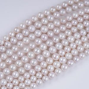 Zhuji Natural Freshwater Pearl Necklace 11-14mm White Edison Round Bead Loose Bead <b>String</b> DIY Jewelry with Pink <b>Gold</b> Colors - Product Image 1