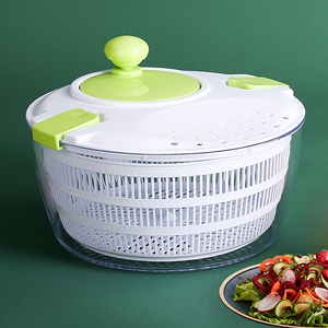 Outils à salade multi-cuisine 4L Râpe à légumes manuelle Trancheuse et sécheuse Essoreuse à salade en plastique - Product Image 3