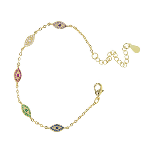 Nuevo Juego <span class=keywords><strong>de</strong></span> 5 Pulseras <span class=keywords><strong>de</strong></span> Cadena con Dijes <span class=keywords><strong>de</strong></span> Ojo Turco, Micro Pavé, Coloridas, con Circonitas Cúbicas, Lindas y Encantadoras - Product Image 3