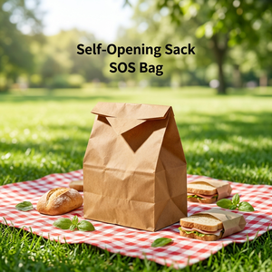 SOS Paper Bag Fast Food Paper Sandwich Bags Self-Opening Sack SOS Bag for Burgers Waffle Sandwich <b>Packaging</b> - Product Image 1