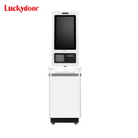 Layanan pembayaran sendiri 21.5 "layar sentuh pesanan Stan pembayaran Makanan Cepat dengan Printer termal dan pemindai kode QR