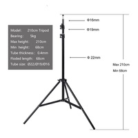 210cm diffusion en direct maquillage anneau support de lumière support de téléphone portable supports photographie trépied pour appareil photo Smartphone