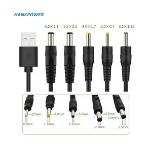 高品质直流电源设置充电器5.5x 2.1毫米DC 5v至12V USB电缆，用于风扇Wifi路由器