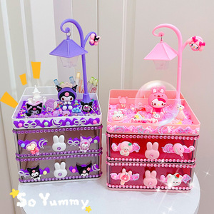 Boîte de rangement multi-niveaux style INS pour stylos et lampes, en plastique carré, mignonne, pour étudiants, organisateur de bureau, kit de bricolage - Product Image 1