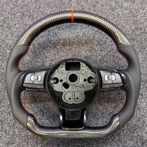 Volant en fibre de carbone en cuir pour Volkswagen <span class=keywords><strong>VW</strong></span> <span class=keywords><strong>Golf</strong></span> <span class=keywords><strong>7</strong></span> MK7 <span class=keywords><strong>7</strong></span>.5 GTI GTD <span class=keywords><strong>GTE</strong></span> R 2013-2020 Polo GTI Tiguan Passat DSG - Product Image 2