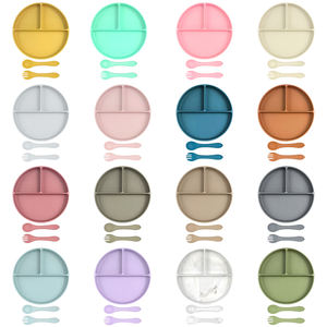 Harga Pabrik MOQ Lebih Rendah Piring Bayi Silikon Bebas BPA Dengan Peralatan Makan Logo Kustom Tersedia - Product Image 5