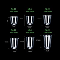 Gobelets en PET à paroi simple en forme de U, 90 mm, 12/16/24 oz, haute transparence, sans BPA, avec couvercles, personnalisables avec logo, écologiques, pour latte glacé, mocha, café