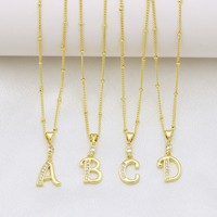 Collier pendentif Jeutelis en cuivre plaqué or 18 carats avec initiale lettre A-Z, zircon CZ, style Hip Hop Bling, chaîne à perles
