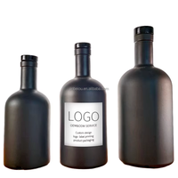 Bouteilles en verre noir mat transparent imprimées à l'écran, style nordique, 500 ml et 750 ml, pour Gin, Whisky, Vodka, Tequila – Prix usine, vente chaude